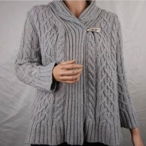 Wool Blend Chunky Cable Knit Sweater Sz M Lauren